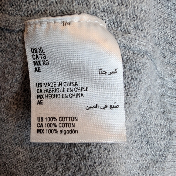 Tasso Elba Suprema Cotton Mens XL Gray Knit Pullover Sweater 1/4 zip - Picture 4 of 8